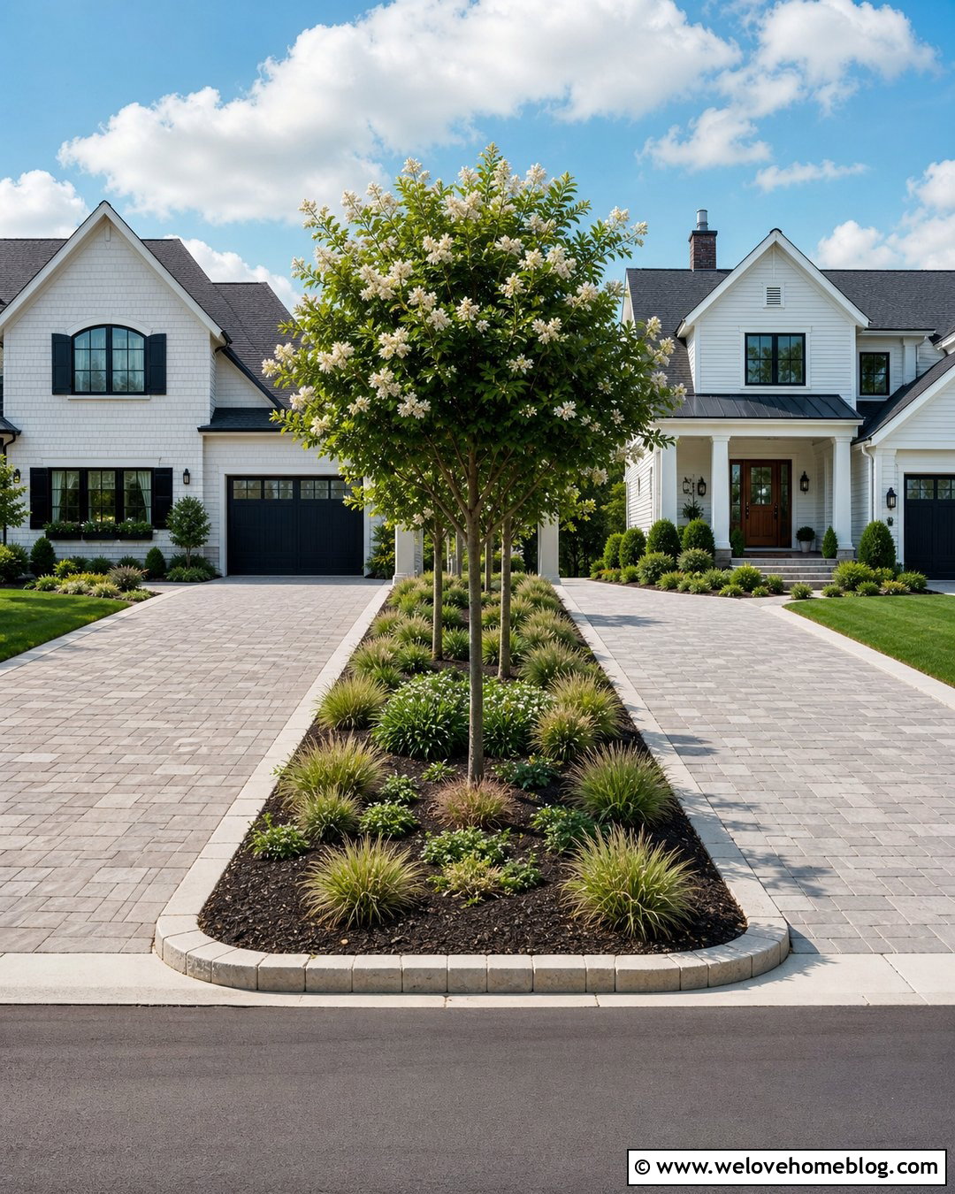 Driveway Divider With Small Flowering Trees - 20 landscaping between two driveways ideas