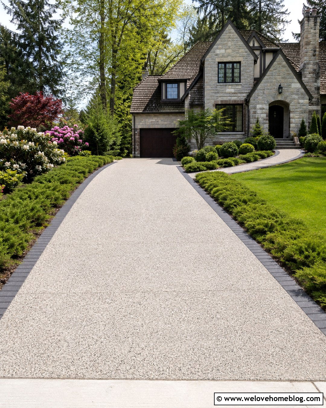 Driveway Edge With Belgian Block And Evergreen Ground Cover - 20 landscaping driveway edge ideas