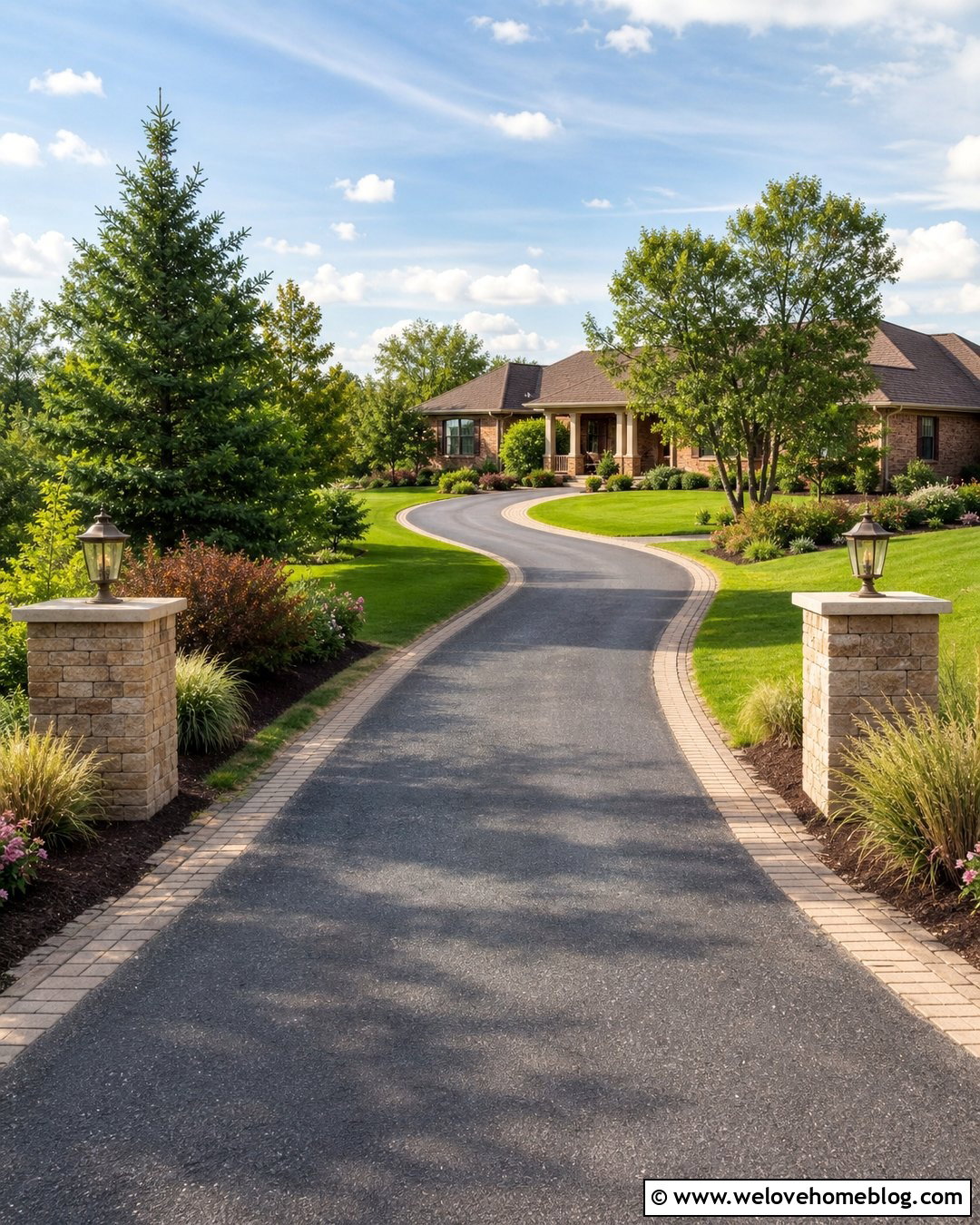 Driveway Entrance Columns With Curved Driveway - 20 Entrance Columns Driveway Ideas