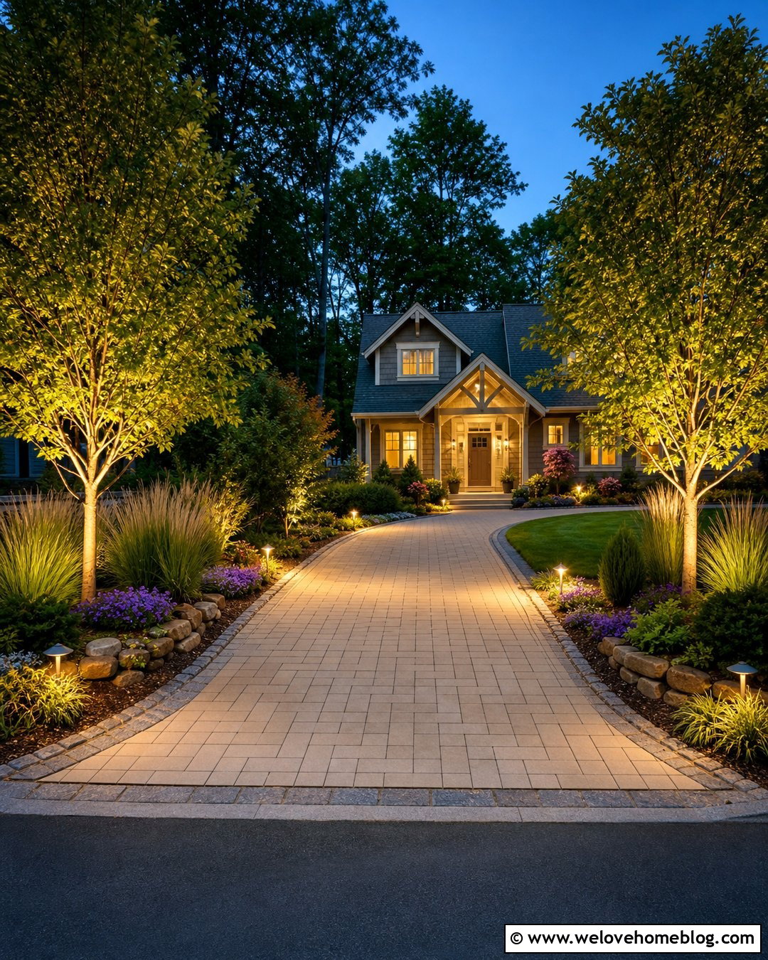 Driveway Entrance Landscape Uplighting - 25 Driveway Lighting Entrance Ideas