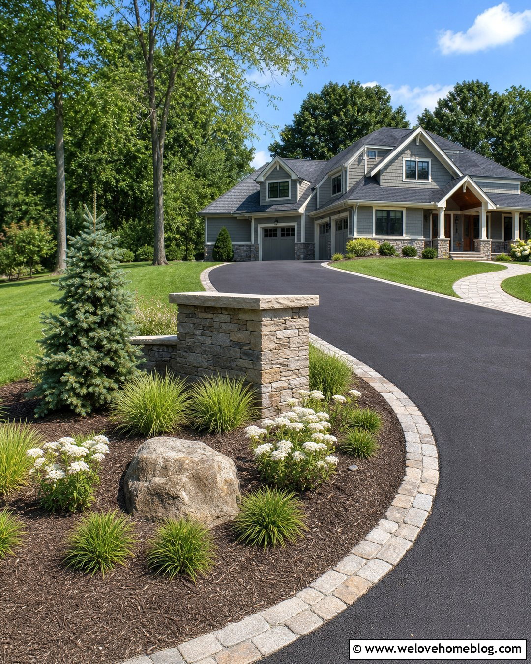 Driveway Entrance With A Simple Address Sign - 20 simple driveway entrance landscaping ideas