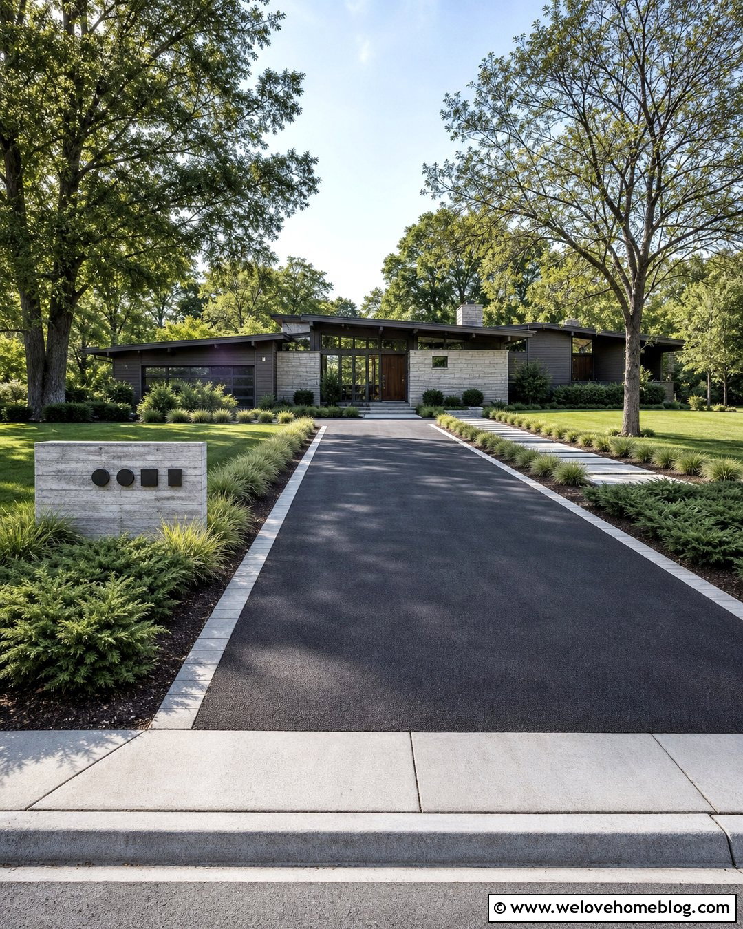 Driveway Entrance With Address Monument - 40 driveway entrance ideas