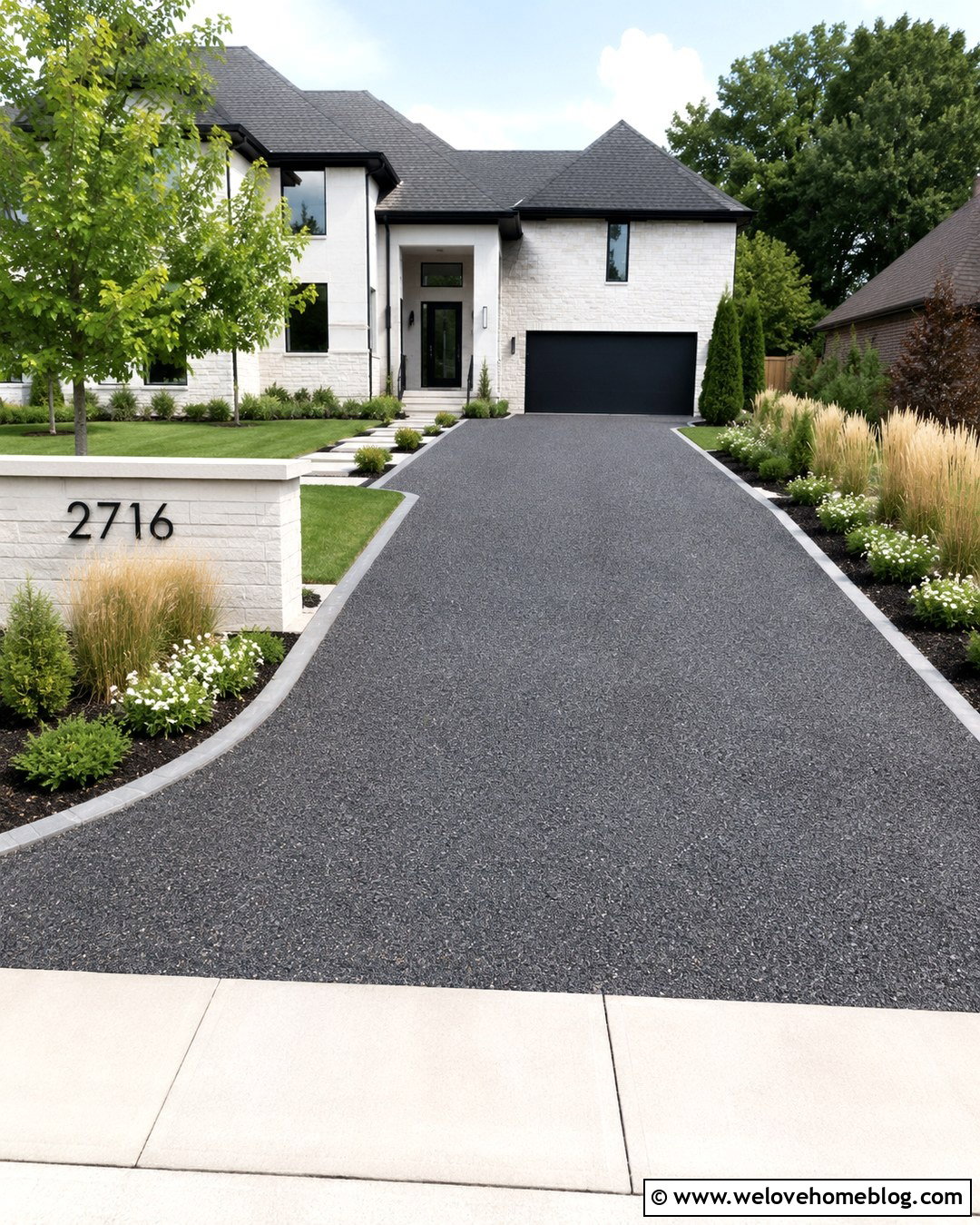 Driveway Entrance With Address Sign - 20 Front Yard Driveway Entrance Ideas