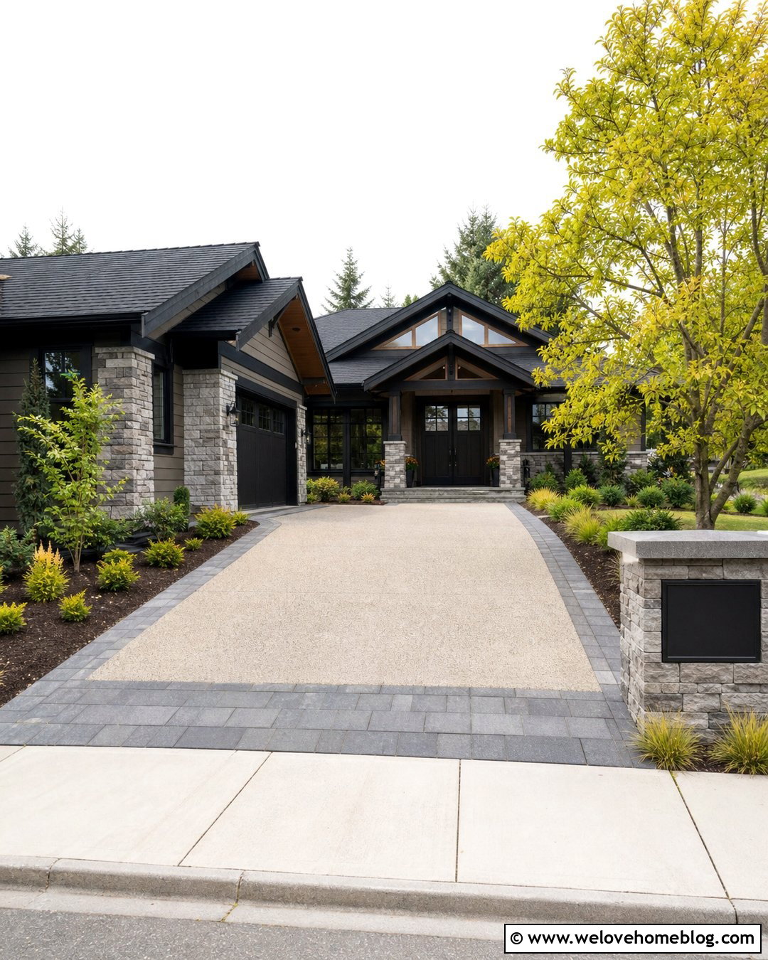 Driveway Entrance With Address Sign