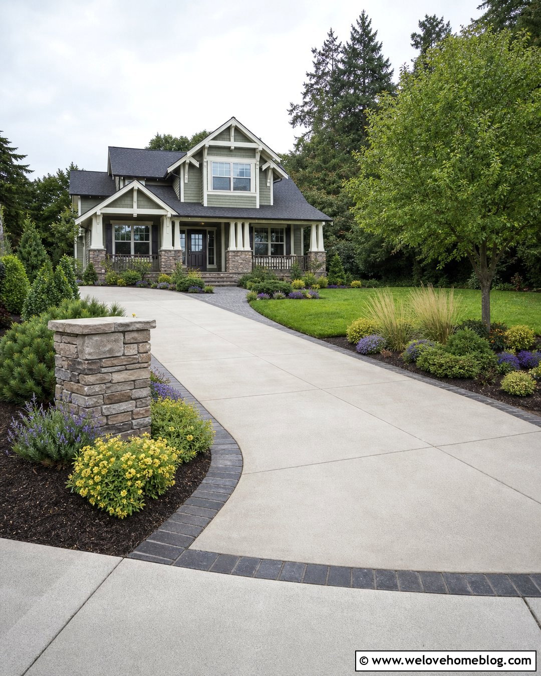 Driveway Entrance With Address Sign Garden - 20 Landscaping At Driveway Entrance Ideas