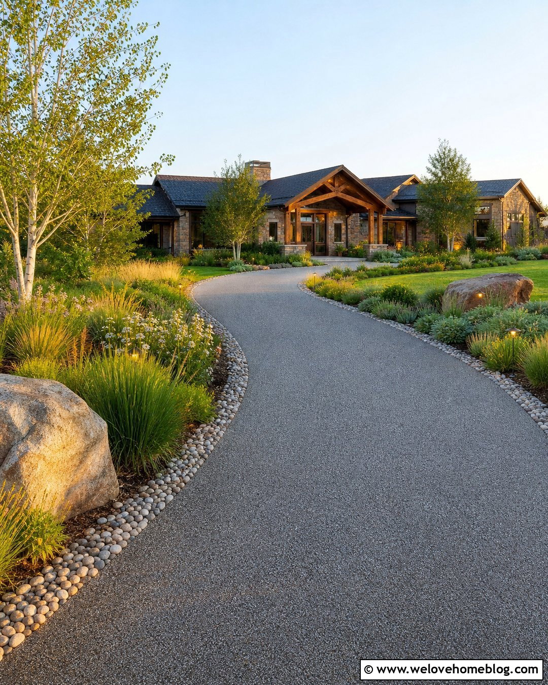 Driveway Entrance With Boulders And Native Grasses - 20 landscape for driveway entrance ideas