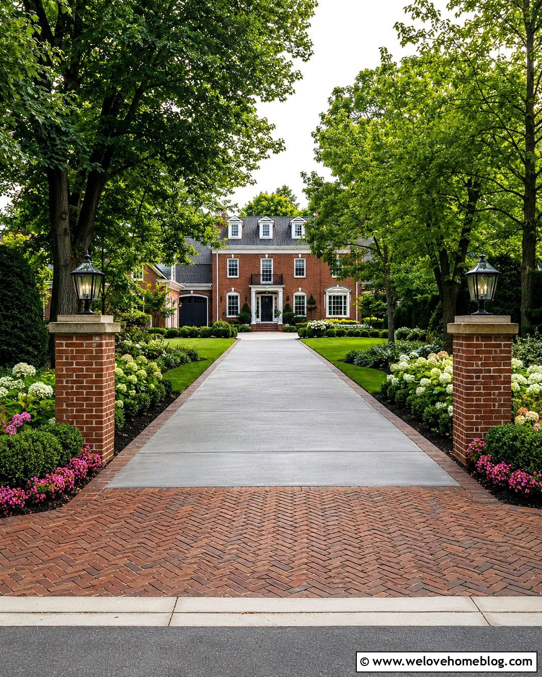 Driveway Entrance With Brick Columns - 20 Driveway Entrance Decor Ideas