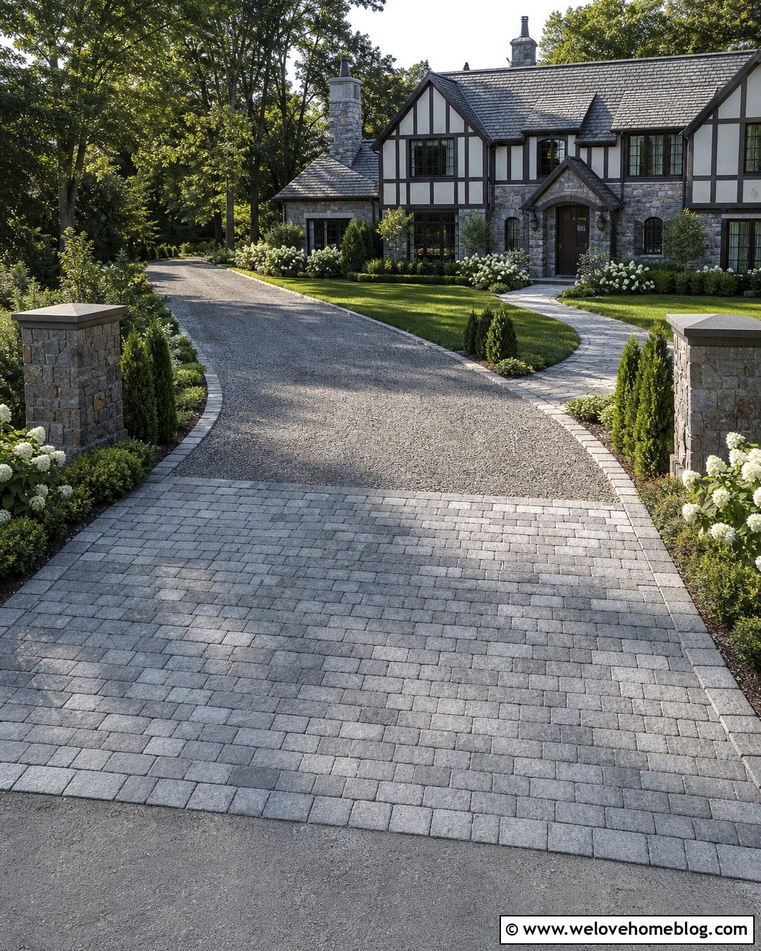 Driveway Entrance With Cobblestone Apron - 50 driveway entrance landscaping ideas