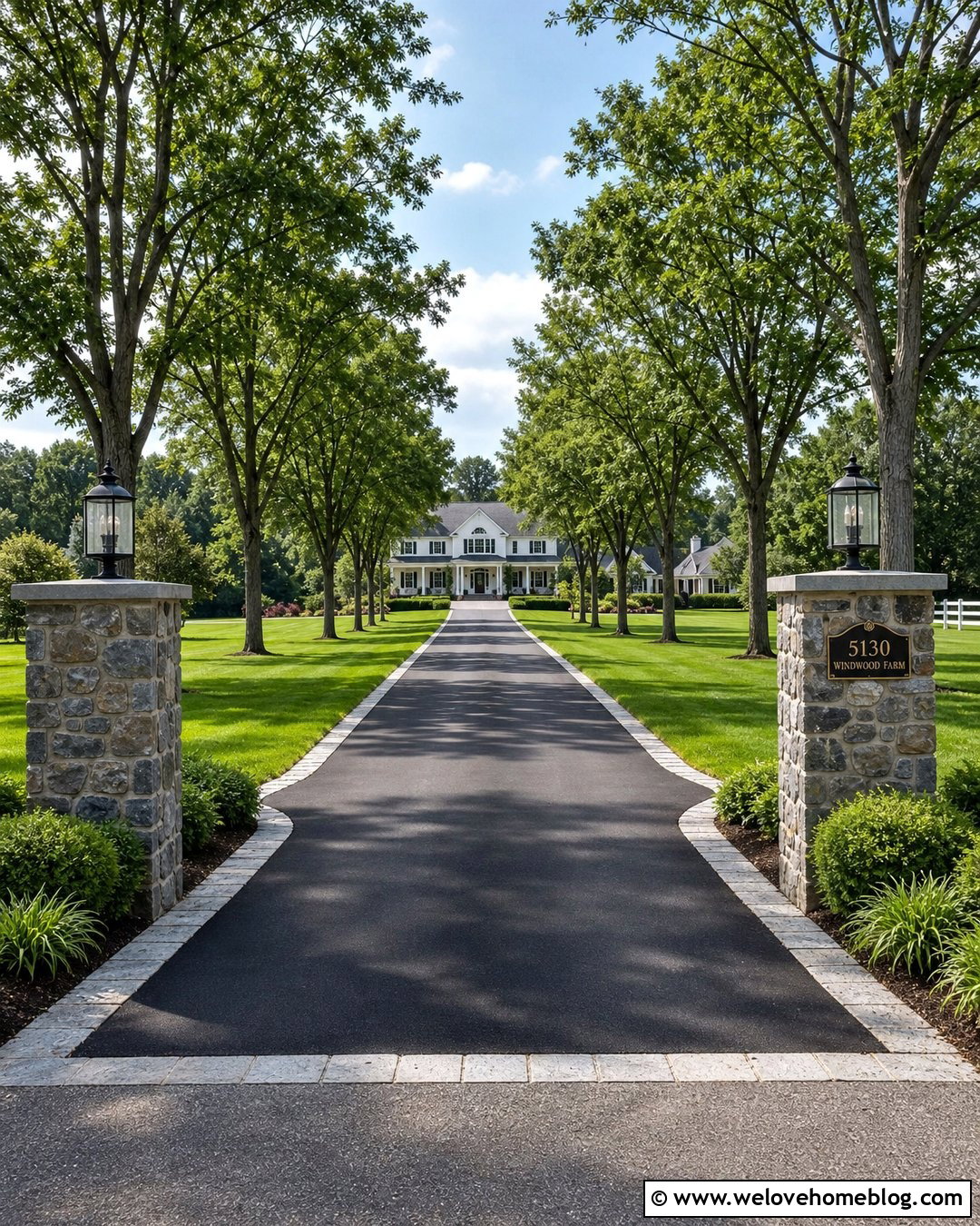 Driveway Entrance With Curb And Pillars - 20 driveway with curb ideas