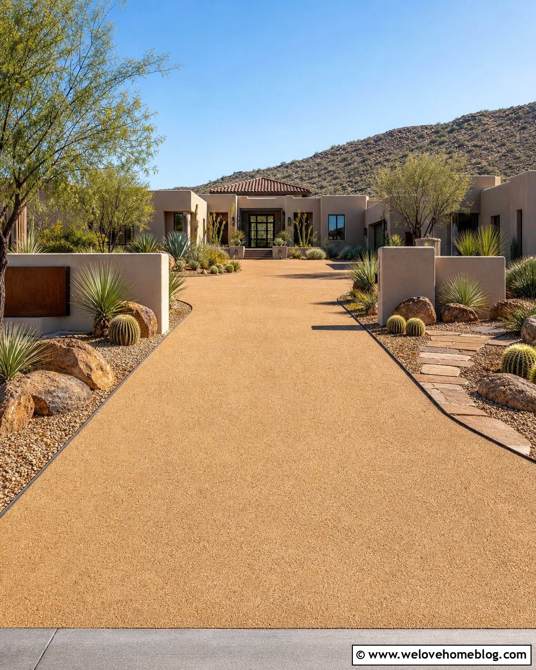 Driveway Entrance With Desert Landscaping - 40 driveway entrance ideas