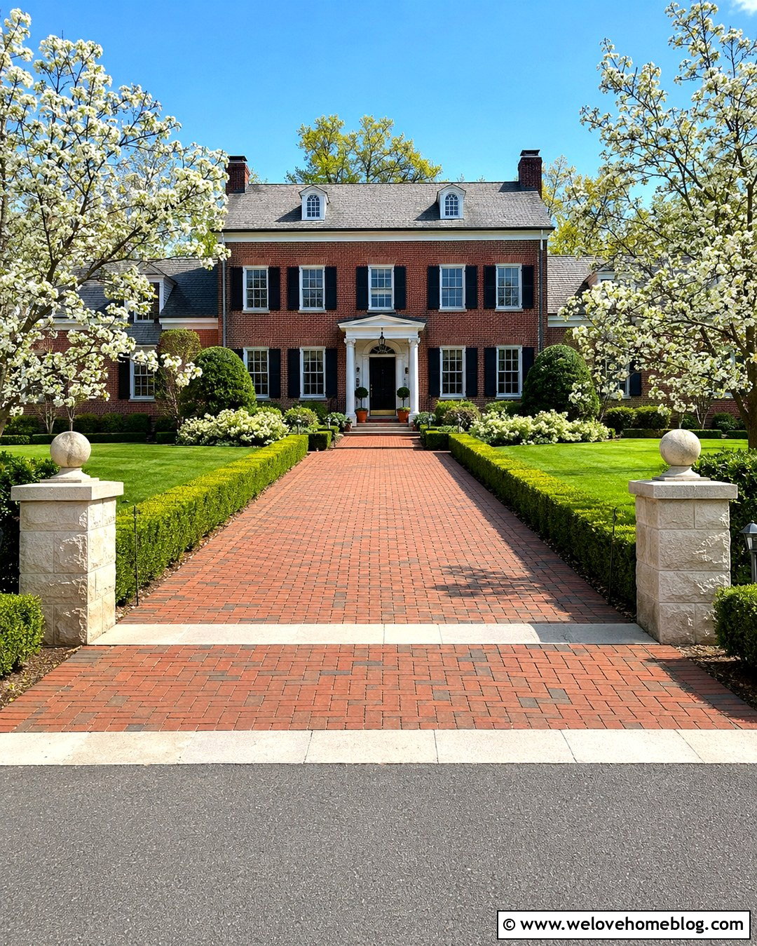 Driveway Entrance With Evergreen Hedges - 20 Front Yard Driveway Entrance Ideas