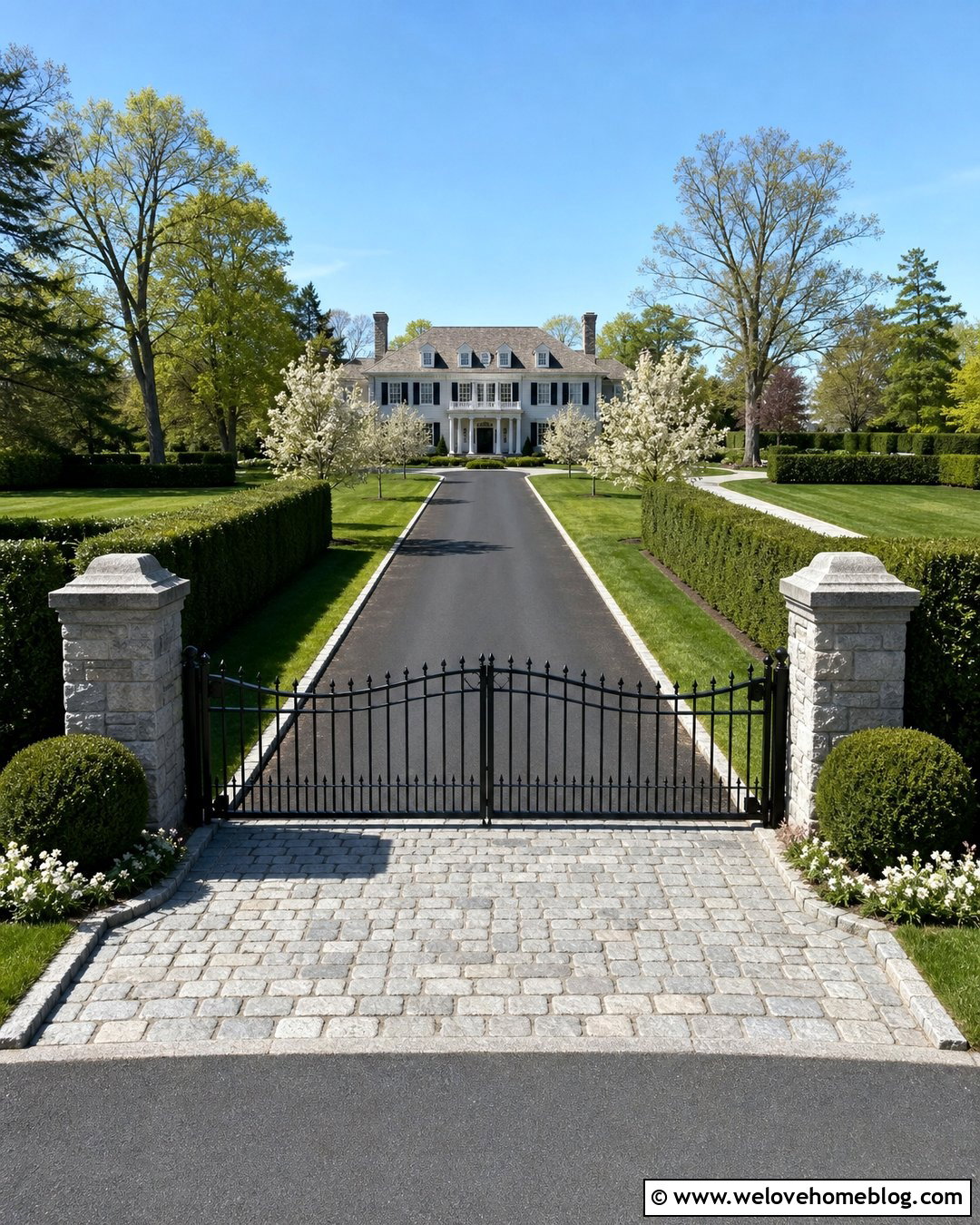Driveway Entrance With Evergreen Hedges - 40 driveway entrance ideas