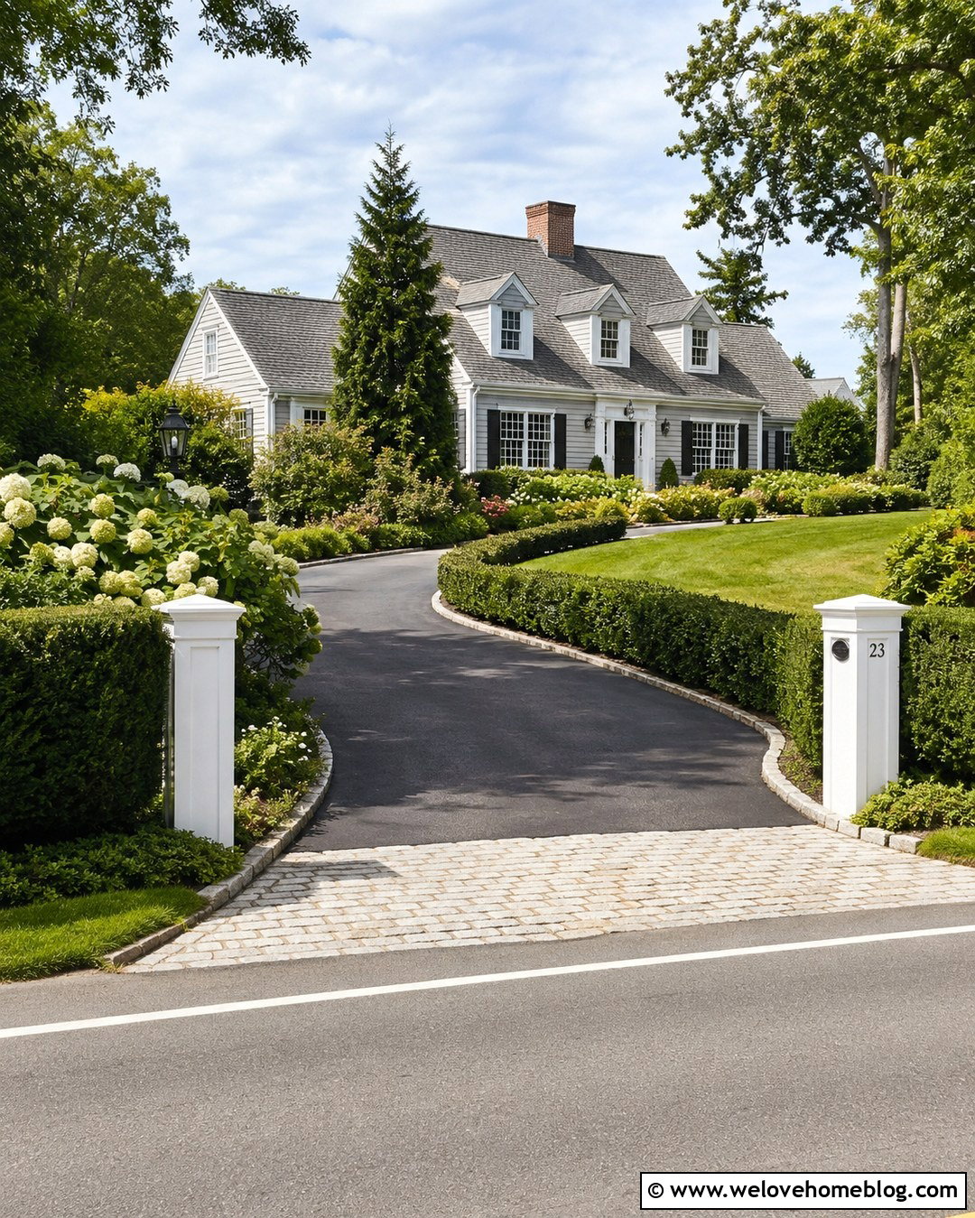 Driveway Entrance With Evergreen Hedges - 20 Driveway Entrance Decor Ideas