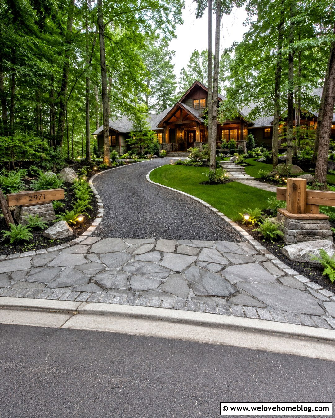 Driveway Entrance With Flagstone Apron - 20 Driveway Entrance Decor Ideas