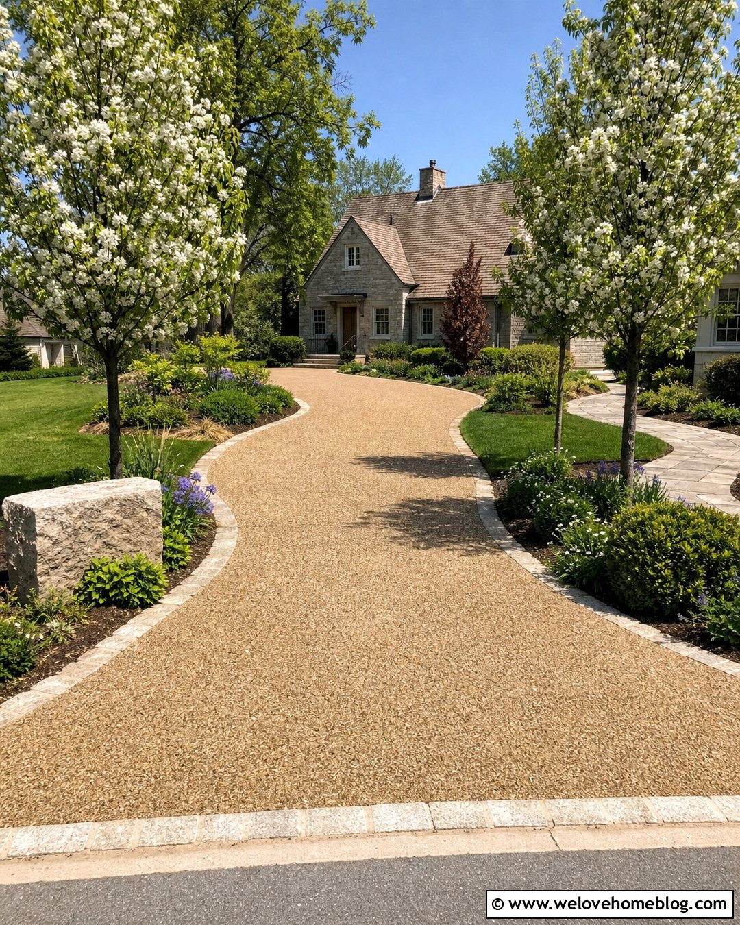 Driveway Entrance With Flowering Trees - 40 driveway entrance ideas