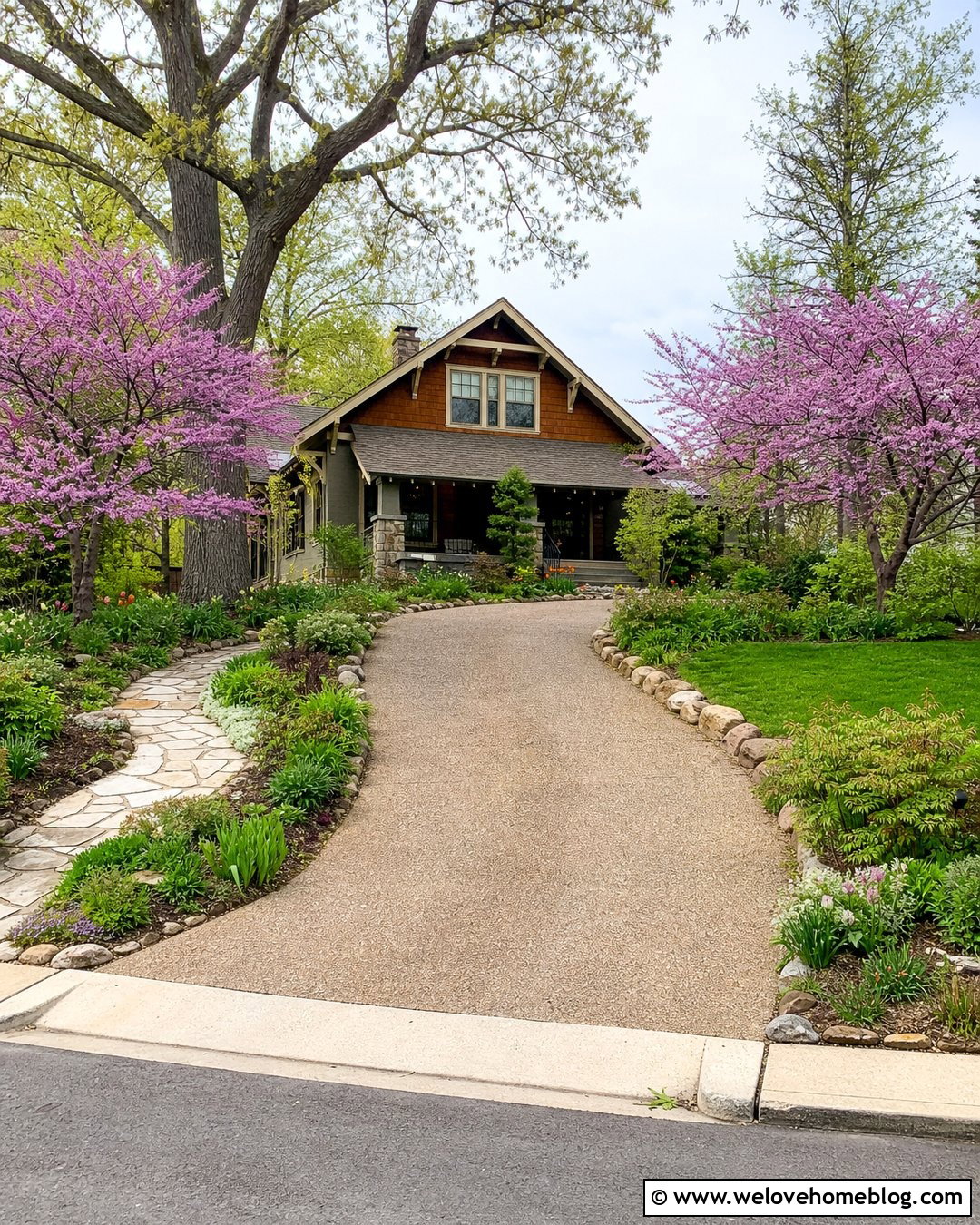 Driveway Entrance With Flowering Trees - 50 driveway entrance landscaping ideas