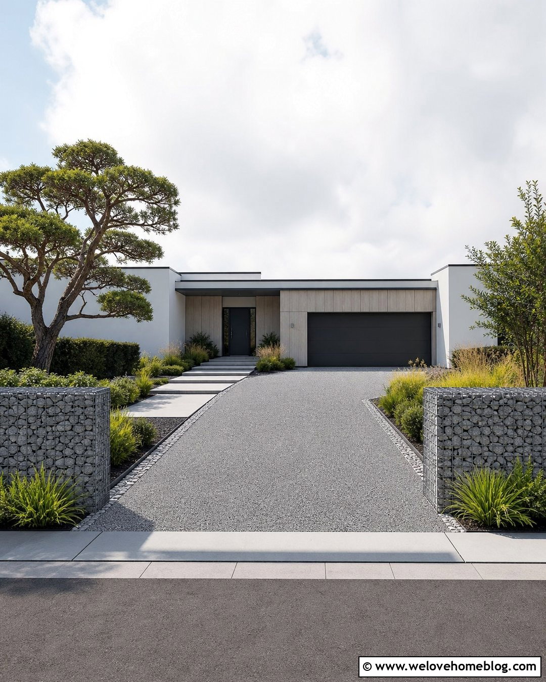 Driveway Entrance With Gabion Walls - 40 driveway entrance ideas