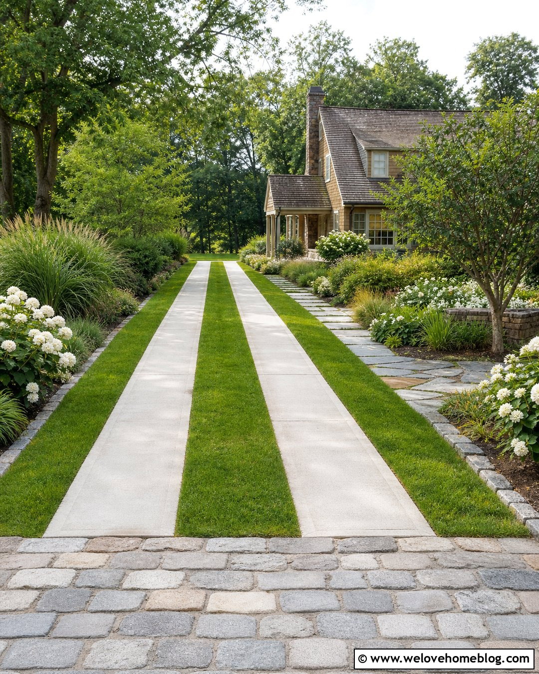 Driveway Entrance With Grass Strips - 50 driveway entrance landscaping ideas