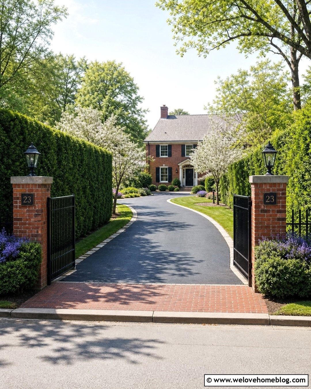 Driveway Entrance With Hedge Lined Gates - 25 Luxury Driveway Entrance Ideas