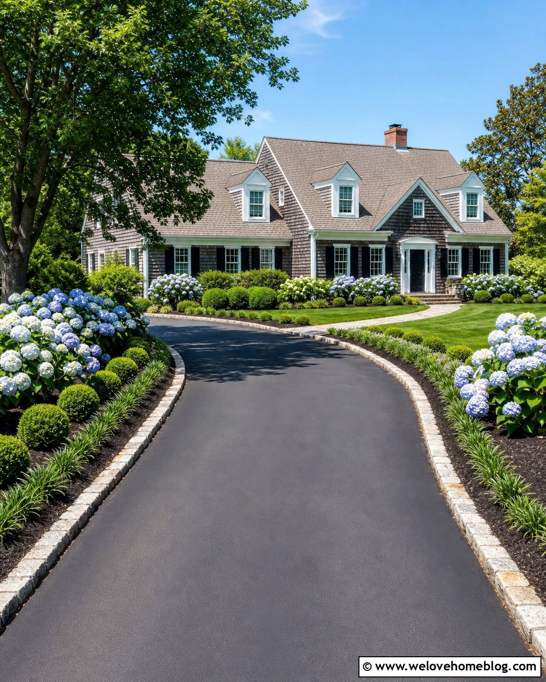 Driveway Entrance With Hydrangea Borders - 50 driveway entrance landscaping ideas