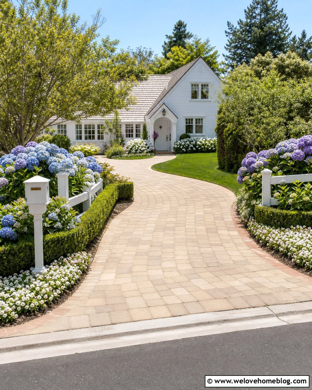 Driveway Entrance With Hydrangea Borders - 40 driveway entrance ideas