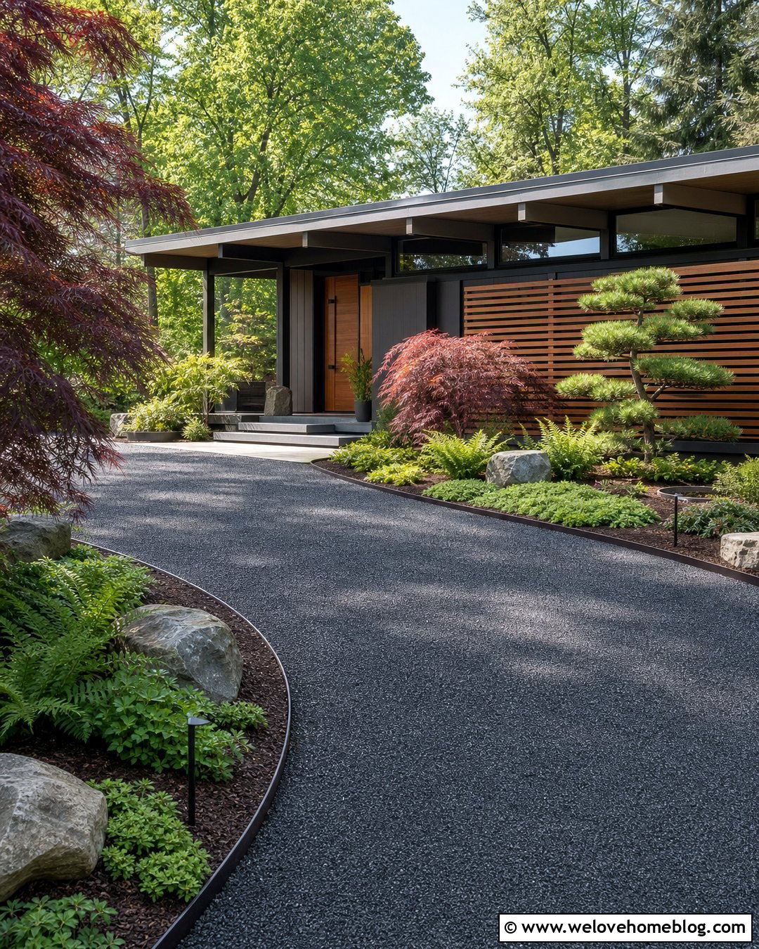Driveway Entrance With Japanese Garden Landscaping - 50 driveway entrance landscaping ideas