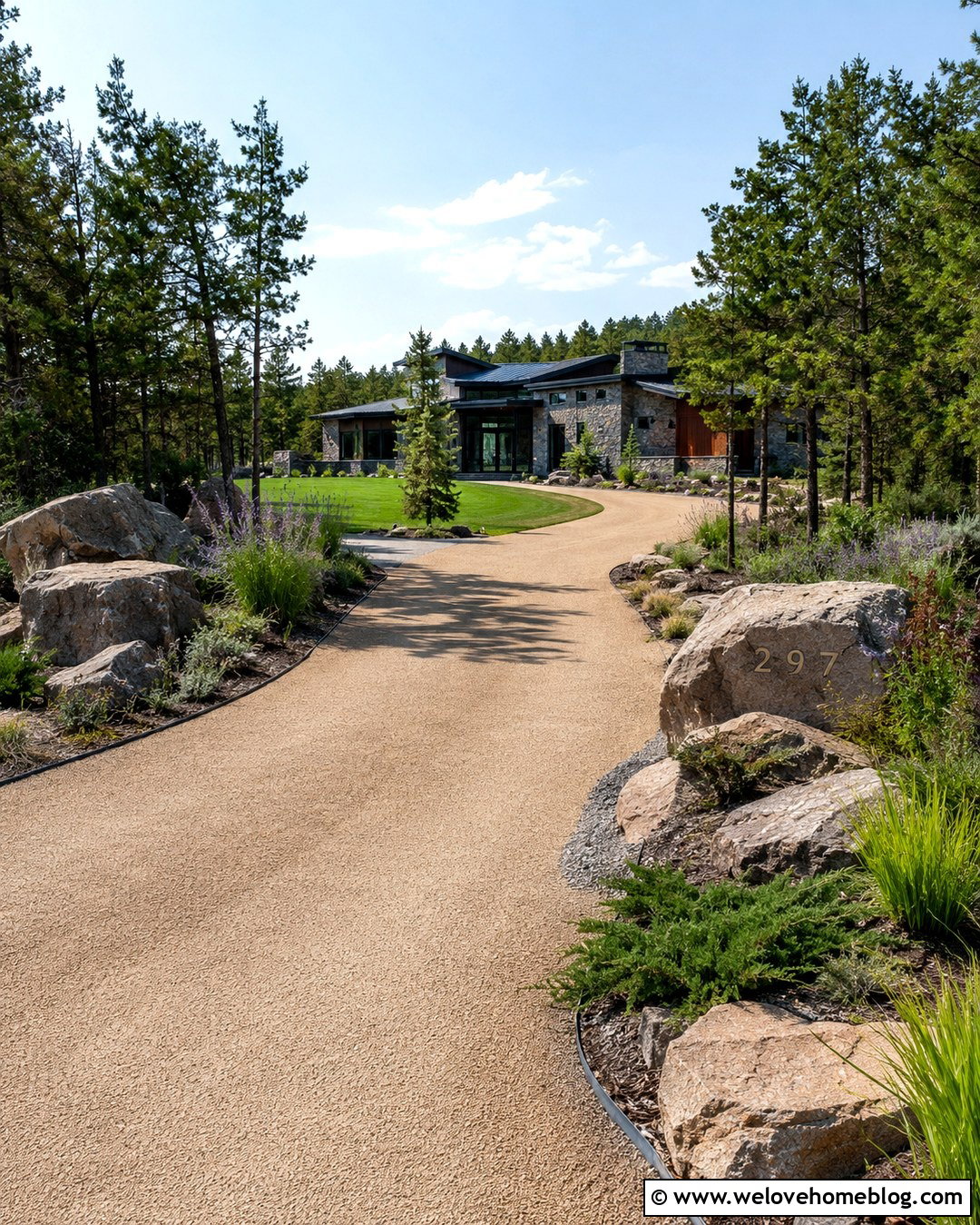 Driveway Entrance With Landscape Boulders - 20 Driveway Entrance Decor Ideas