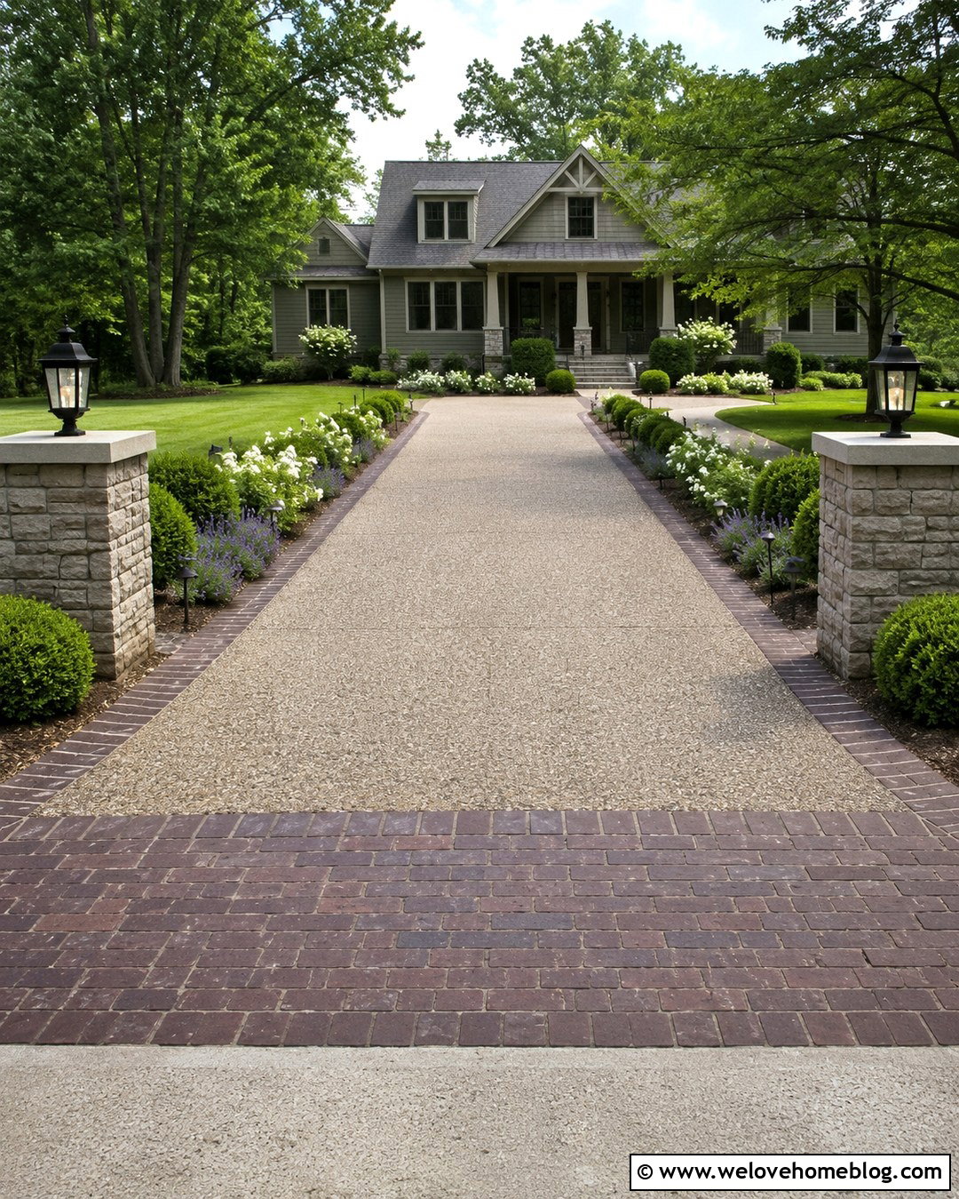 Driveway Entrance With Lantern Posts - 20 Driveway Entrance Decor Ideas