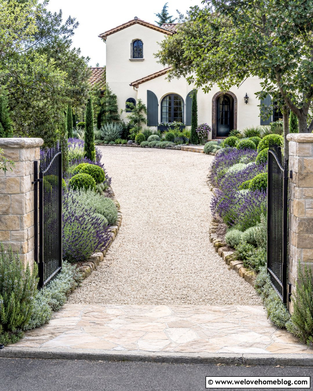 Driveway Entrance With Lavender Borders - 50 driveway entrance landscaping ideas