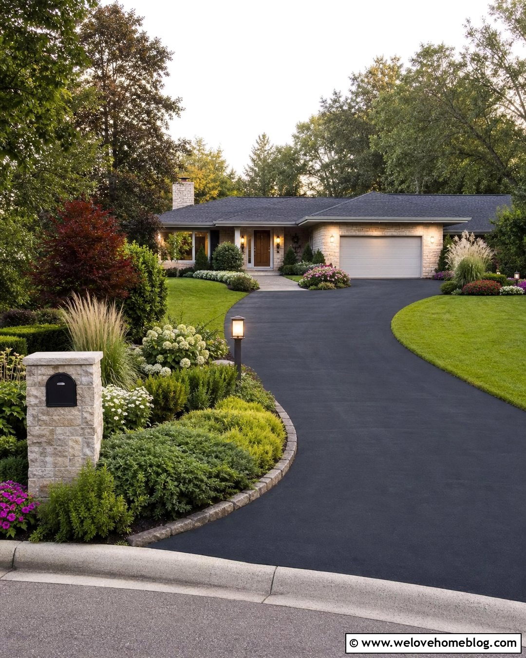 Driveway Entrance With Mailbox Garden - 25 long driveway landscaping entrance ideas