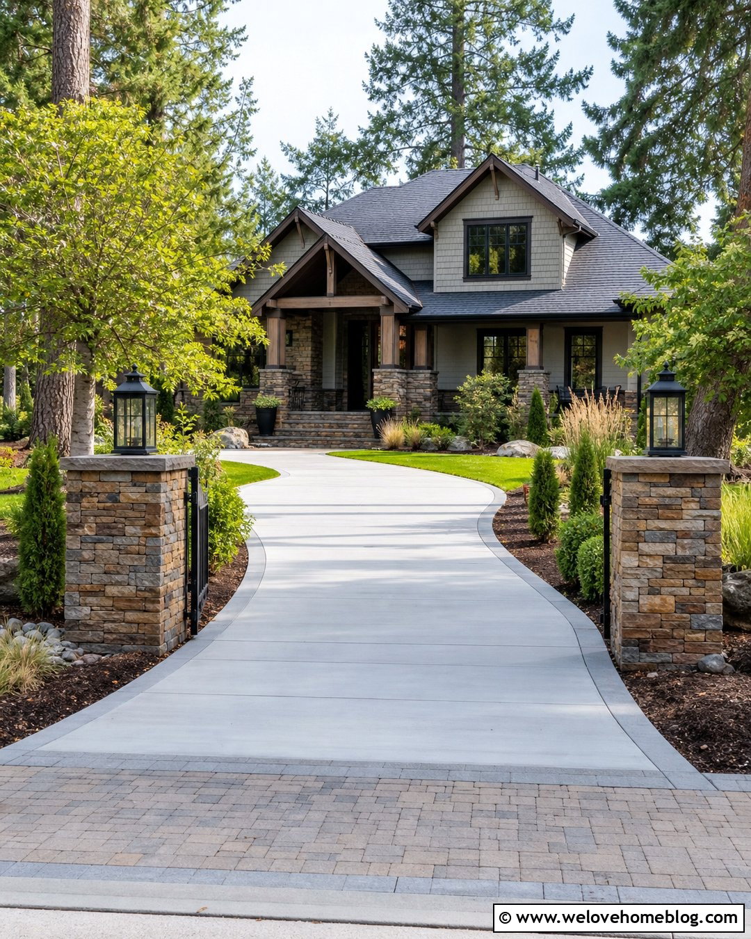 Driveway Entrance With Matching House Materials - 40 driveway entrance ideas