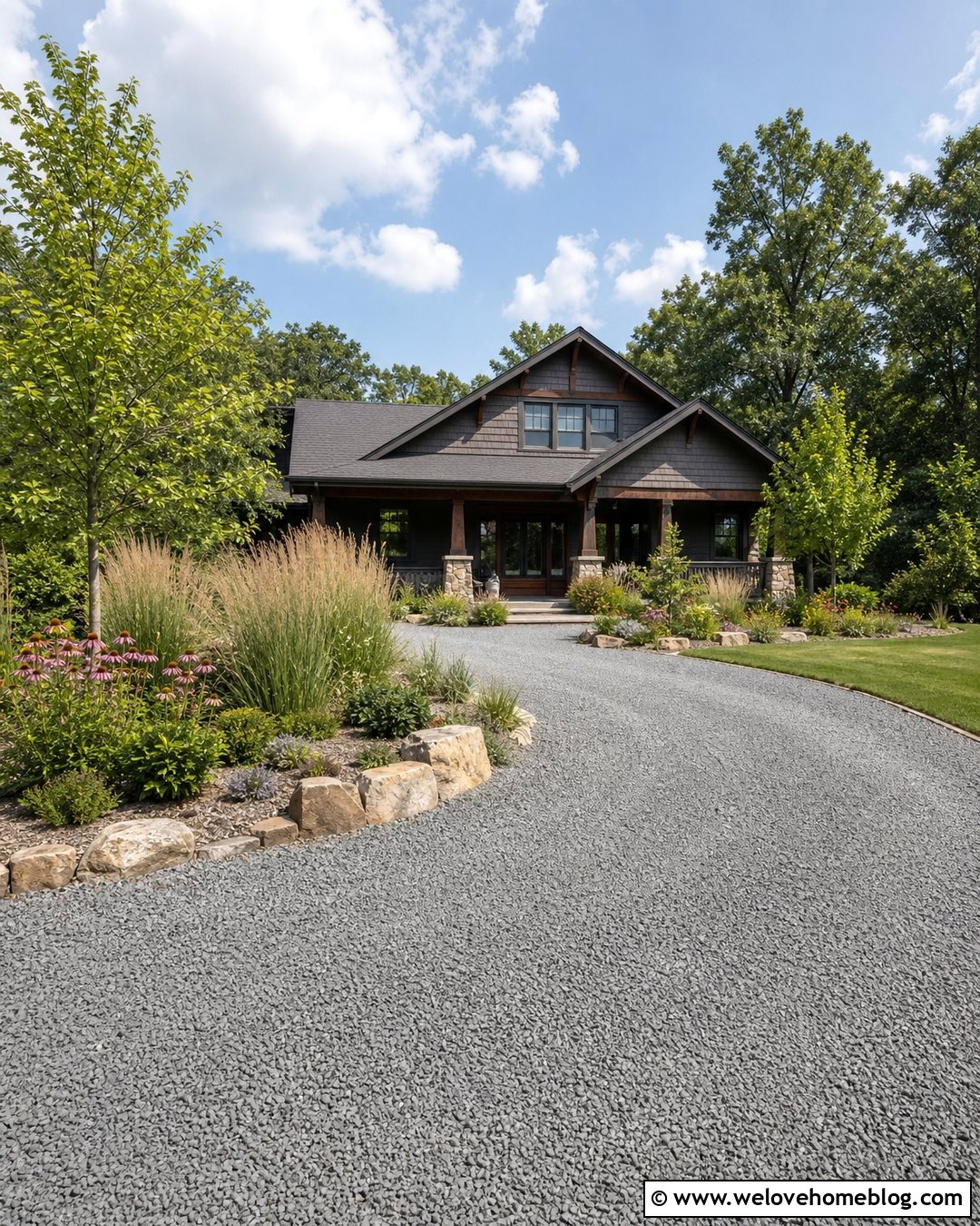 Driveway Entrance With Native Plant Beds - 50 driveway entrance landscaping ideas