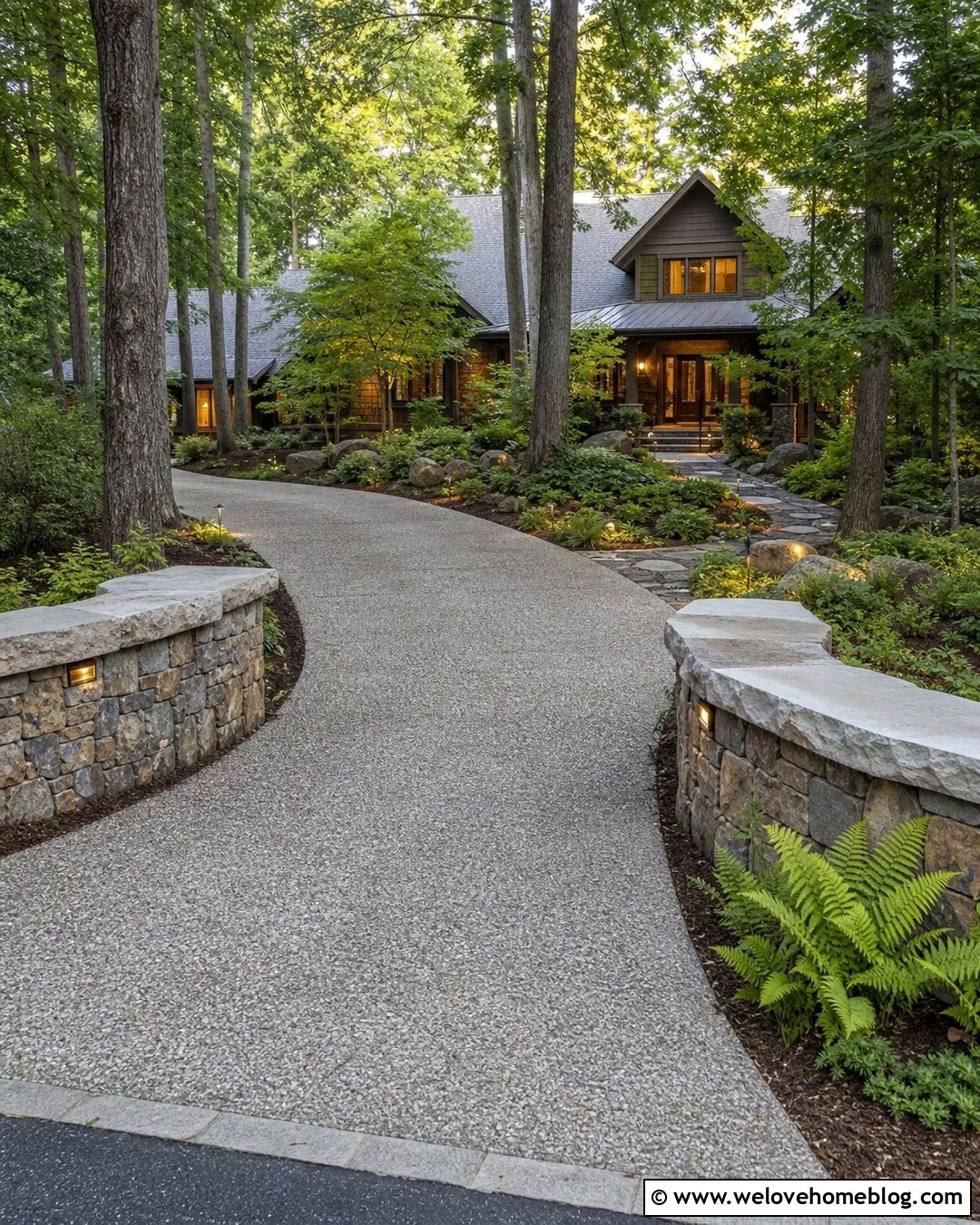 Driveway Entrance With Natural Stone Walls - 40 driveway entrance ideas