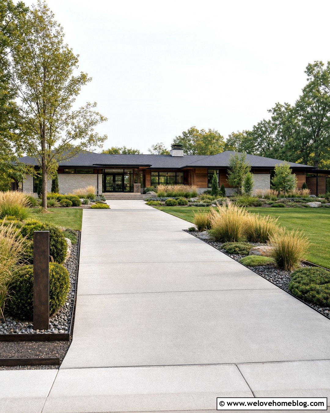 Driveway Entrance With Ornamental Grasses - 40 driveway entrance ideas
