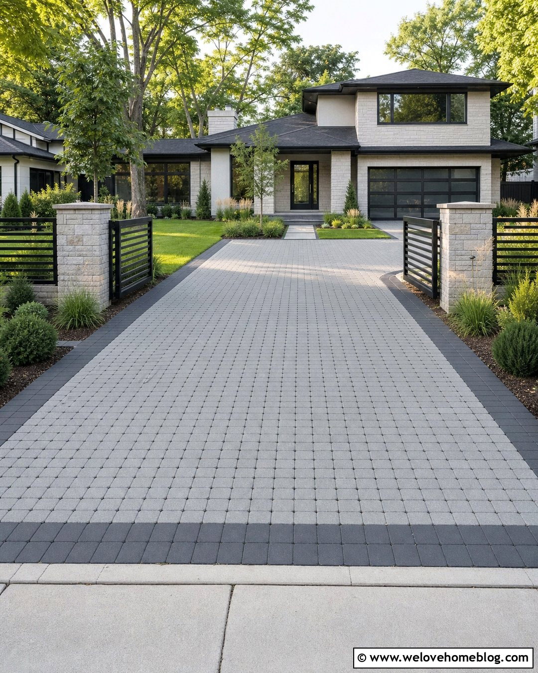 Driveway Entrance With Permeable Pavers - 40 driveway entrance ideas