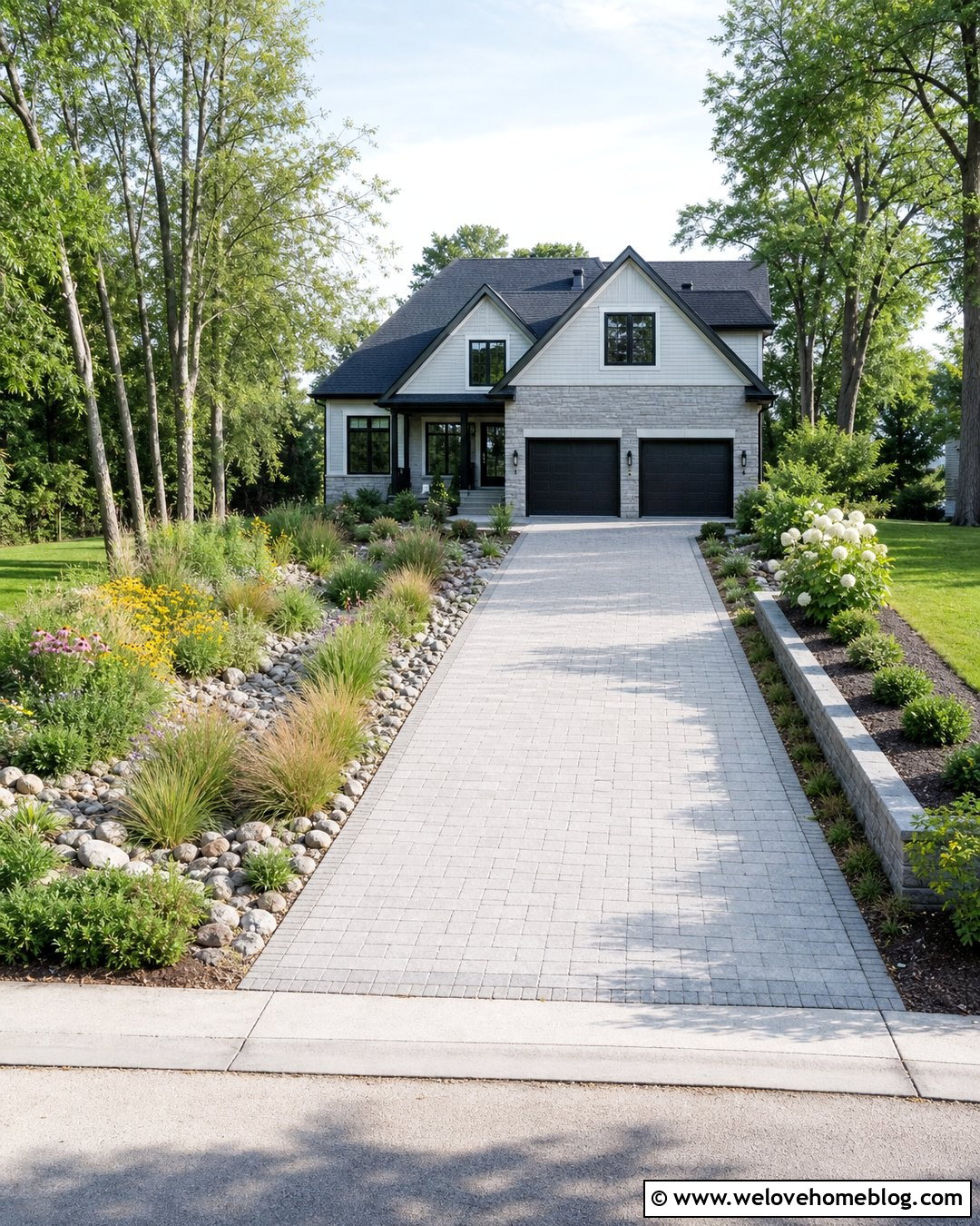 Driveway Entrance With Rain Garden Planting - 25 Beautiful Driveways Entrance Landscaping Ideas