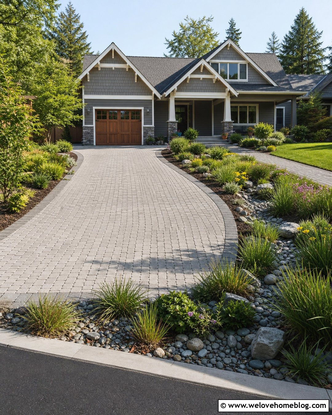 Driveway Entrance With Rain Garden - 50 driveway entrance landscaping ideas