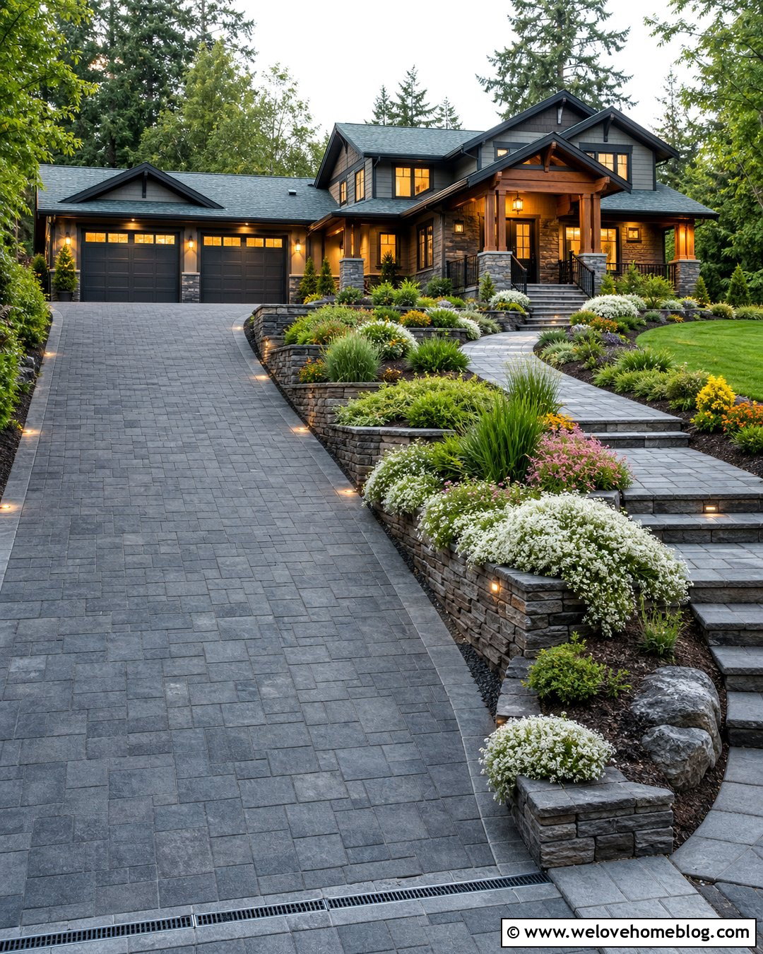 Driveway Entrance With Raised Planter Beds - 50 driveway entrance landscaping ideas