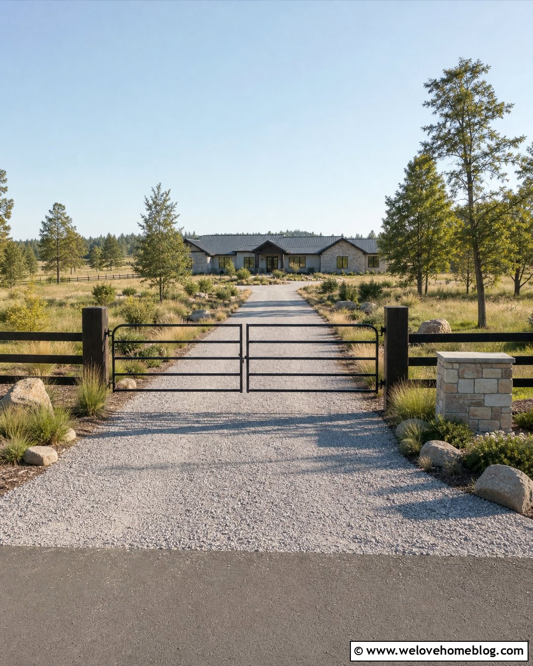 Driveway Entrance With Ranch Gate - 40 driveway entrance ideas