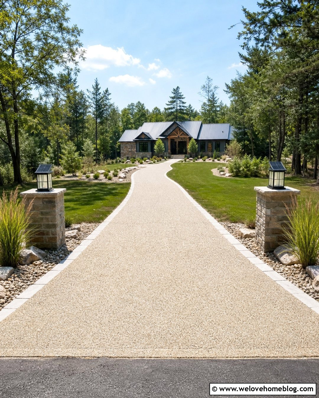 Driveway Entrance With Solar Lighting - 40 driveway entrance ideas
