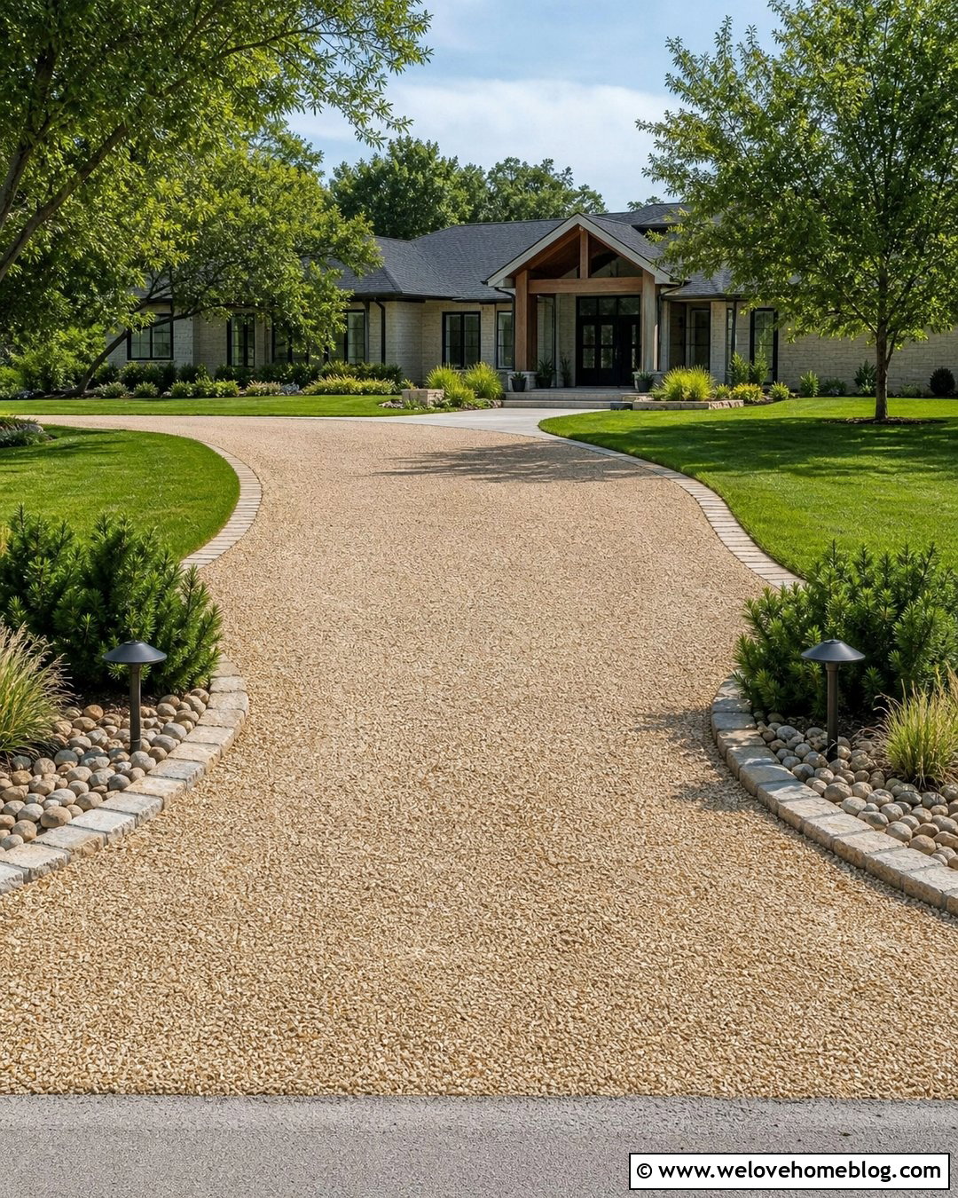 Driveway Entrance With Solar Path Lights - 20 simple driveway entrance landscaping ideas