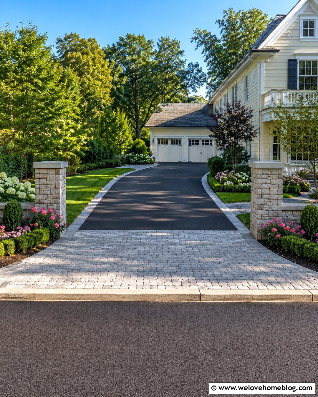Driveway Entrance With Stone Apron Edging - 20 Driveway Stone Edging Ideas