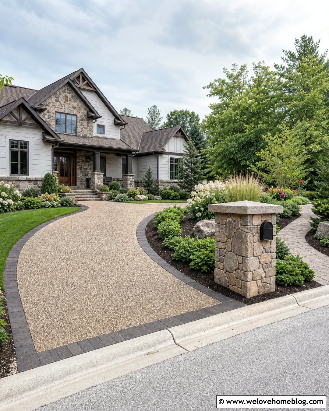 Driveway Entrance With Stone Mailbox - 40 driveway entrance ideas