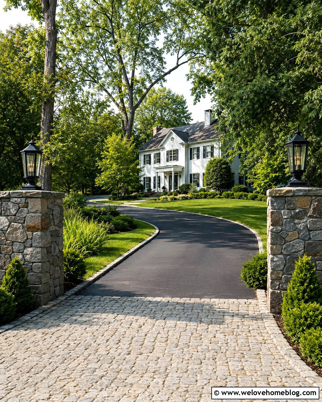 Driveway Entrance With Stone Pillars - 20 Driveway Entrance Decor Ideas