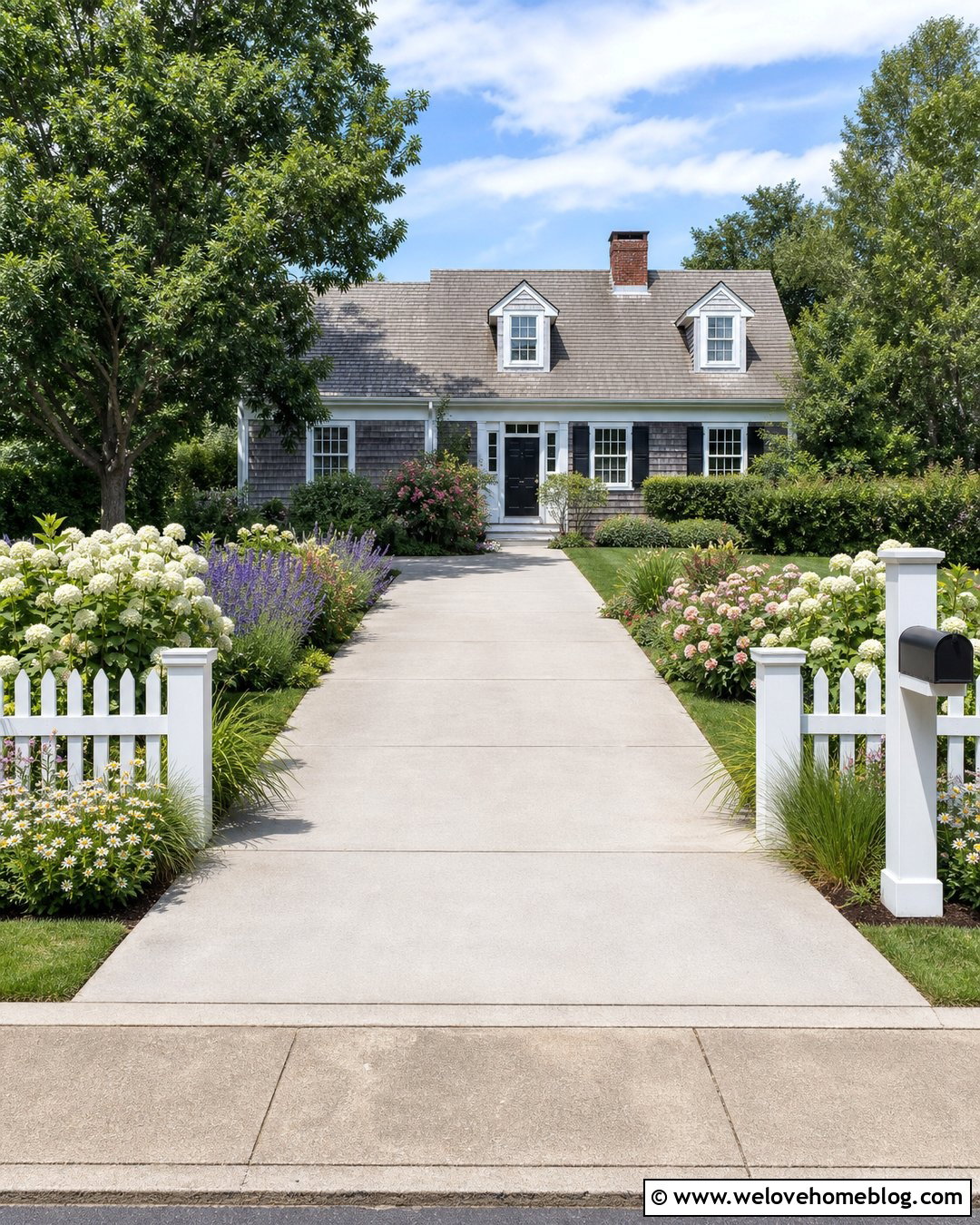 Driveway Entrance With White Fence Landscaping - 50 driveway entrance landscaping ideas