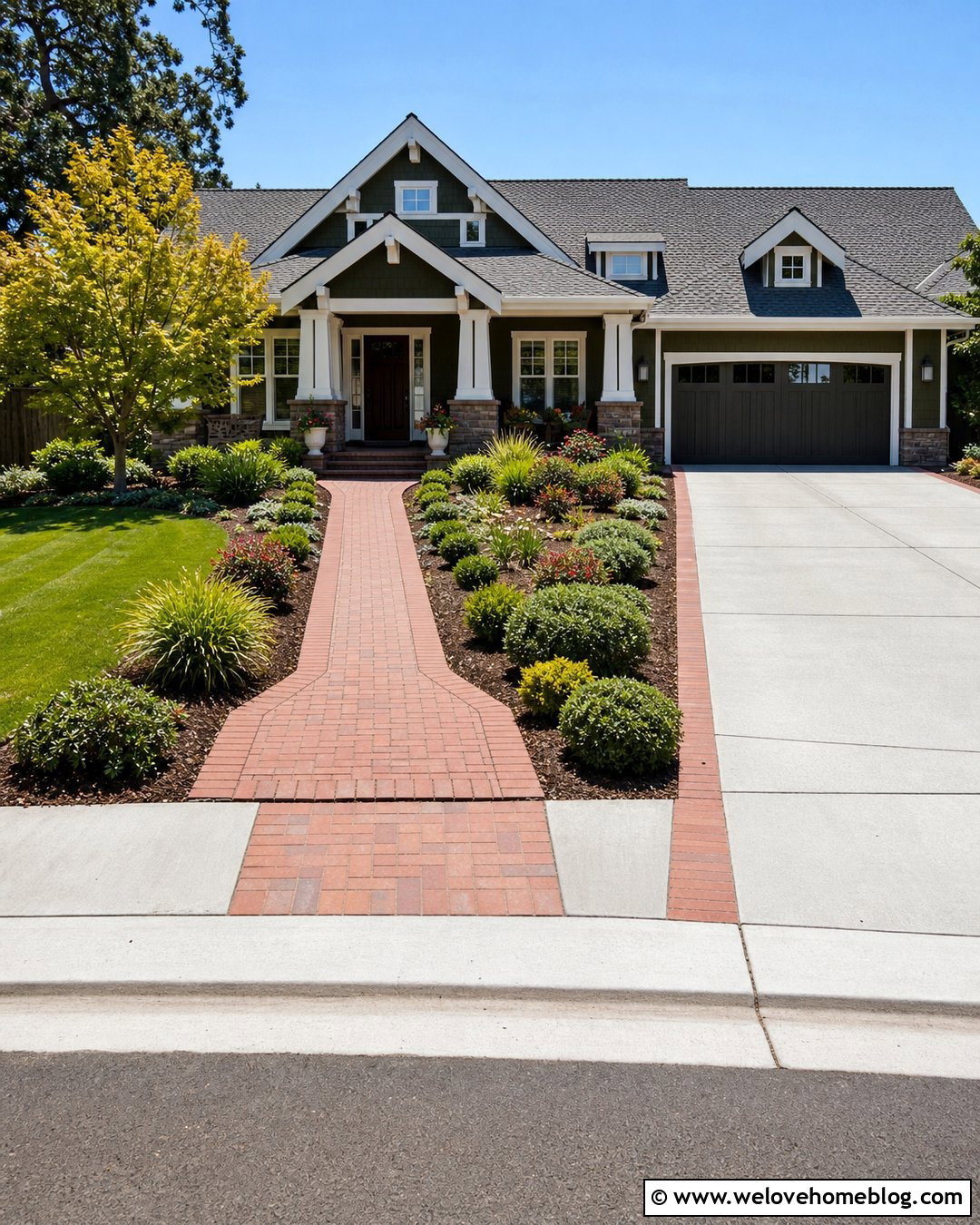 Driveway Entry With Walkway Connection - 35 Driveway Entry Landscaping Ideas