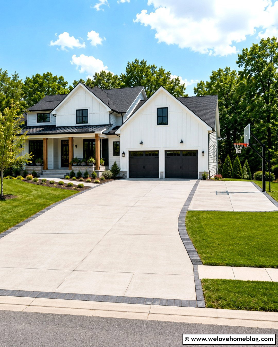 Driveway Extension With A Basketball Area - 20 Expand Driveway Ideas