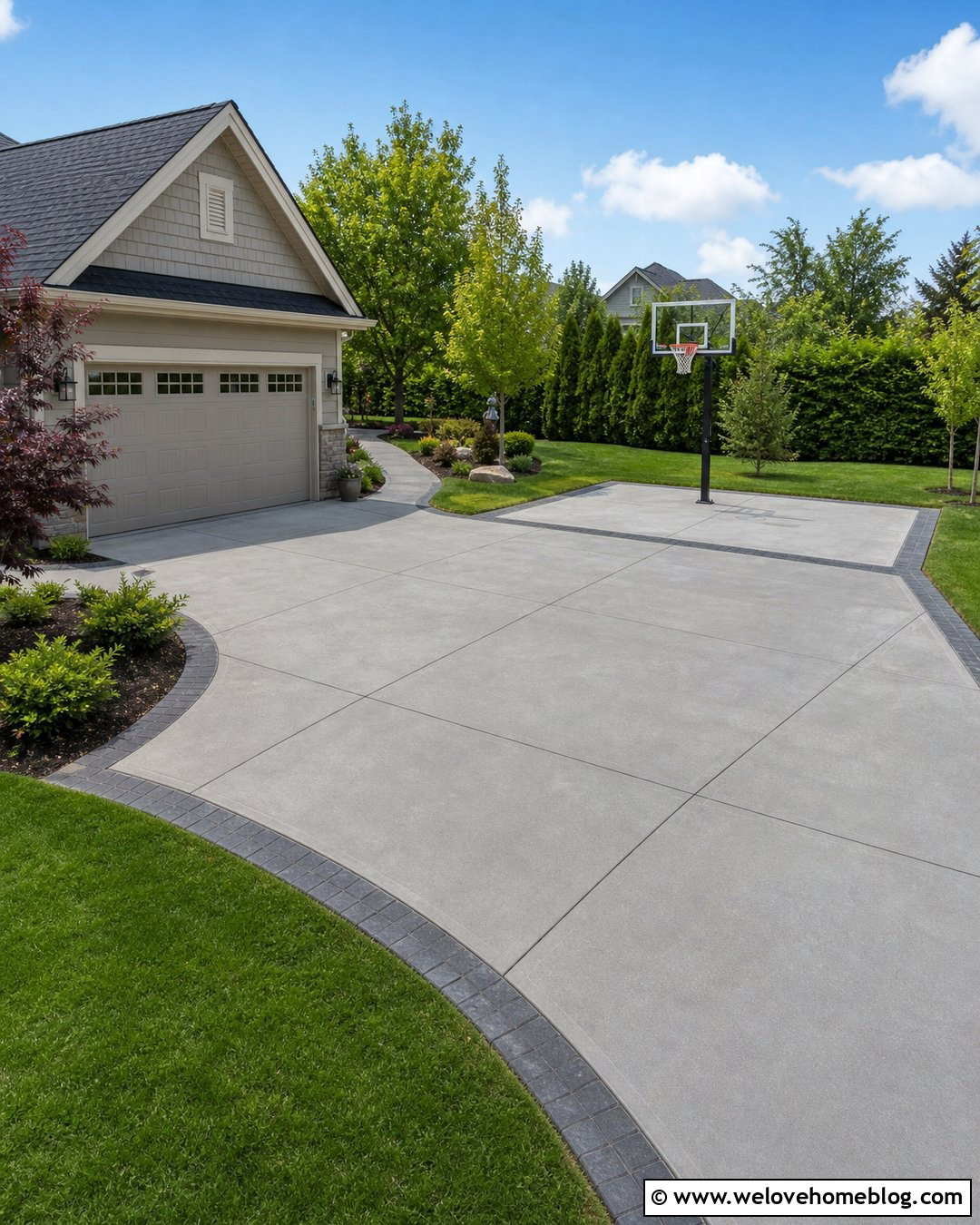 Driveway Extension With Basketball Area - 35 Driveway Extension Ideas