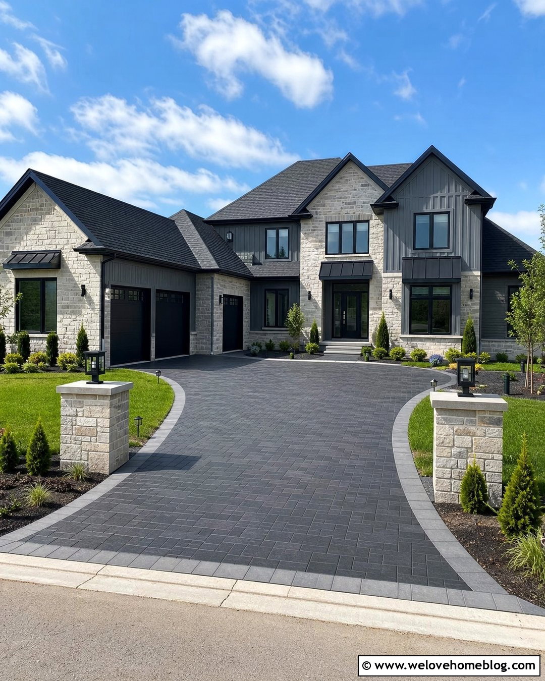 Driveway Extension With Entry Lighting - 35 Extending Driveway Ideas