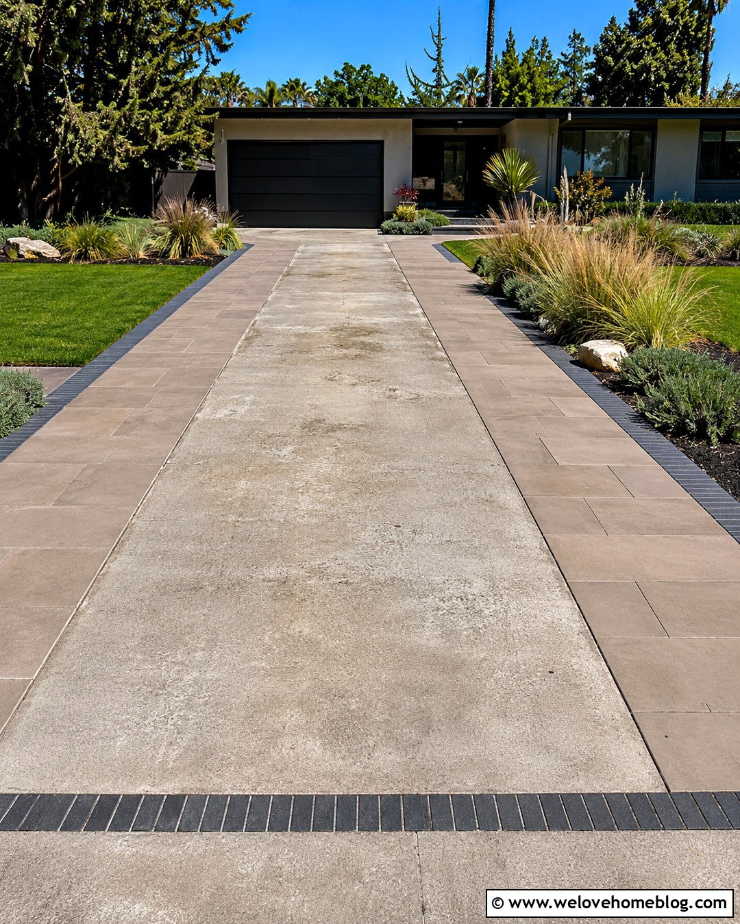 Driveway Extension With Large Format Pavers - 20 Widen Driveway With Pavers Ideas